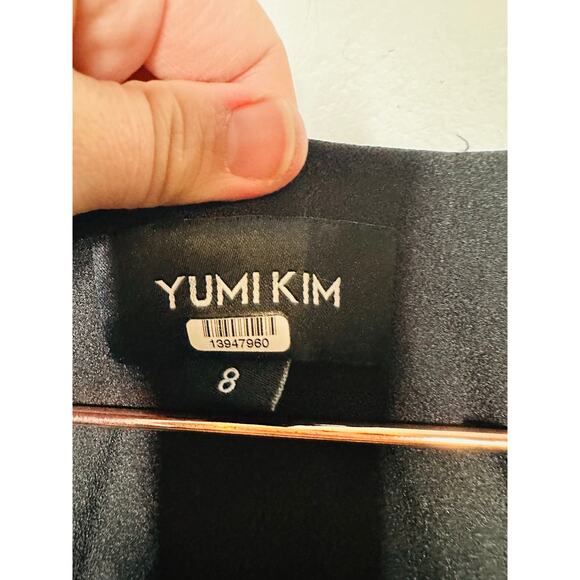 YUMI KIM Black Chiffon Metallic Star Print Blouson Sleeves Scarlett Star Dress 8 - Picture 9 of 15